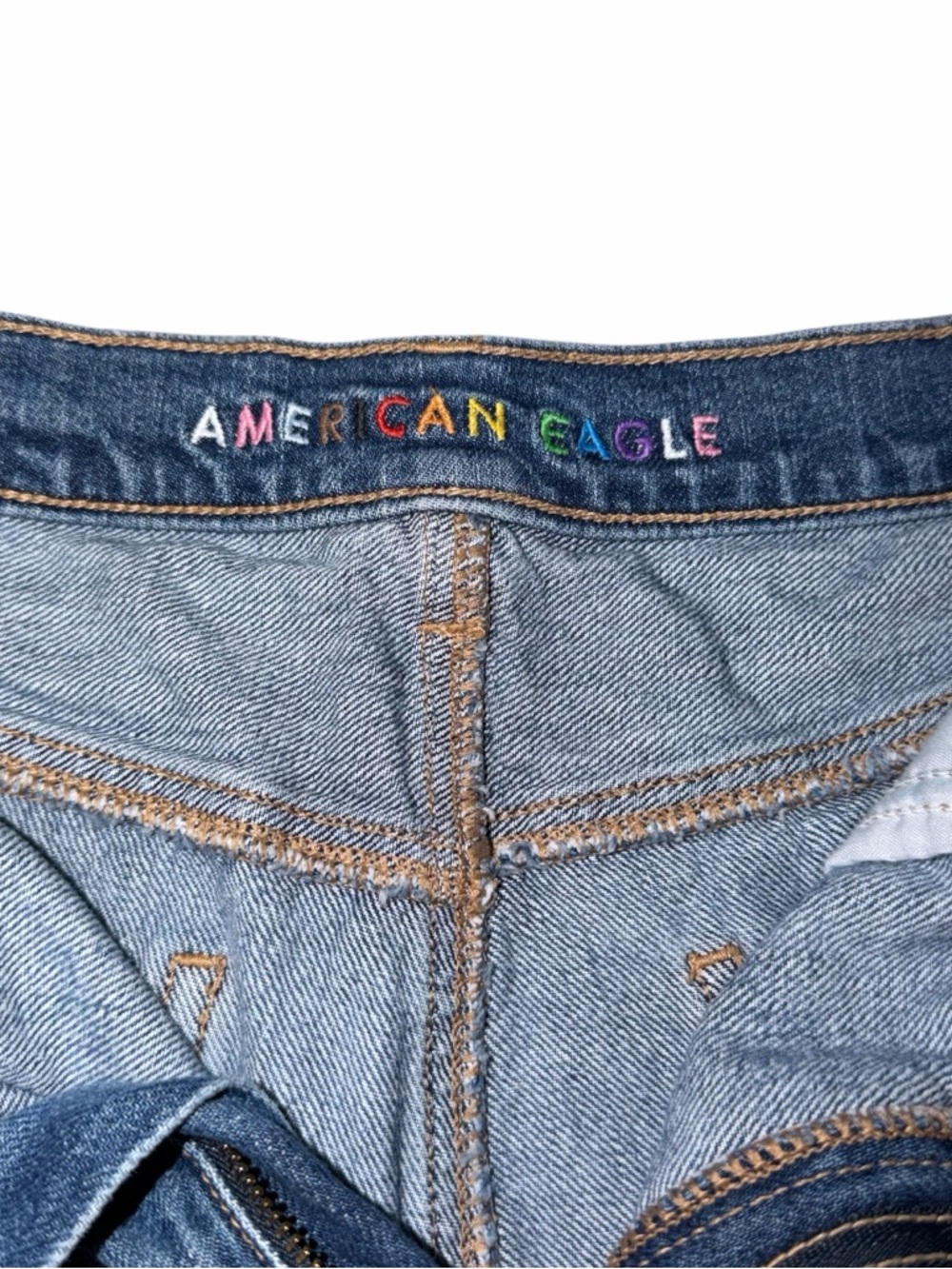 American Eagle Outfitters PRIDE 🏳️‍🌈 Dark Blue High-Rise Denim Shorts - Picture 5 of 10